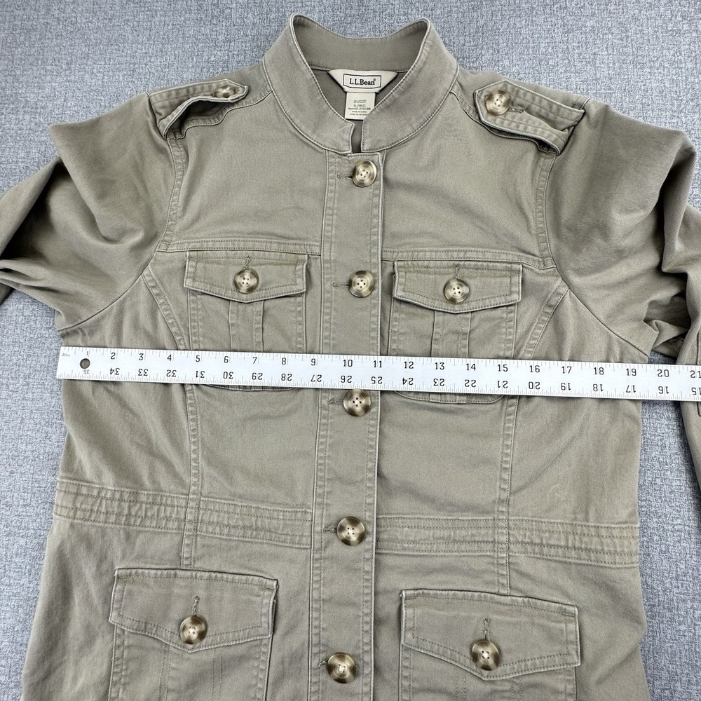 LL Bean Women's Classic Utility Cargo Jacket Beige. Sz Small Reg Cotton Spandex - Picture 7 of 9